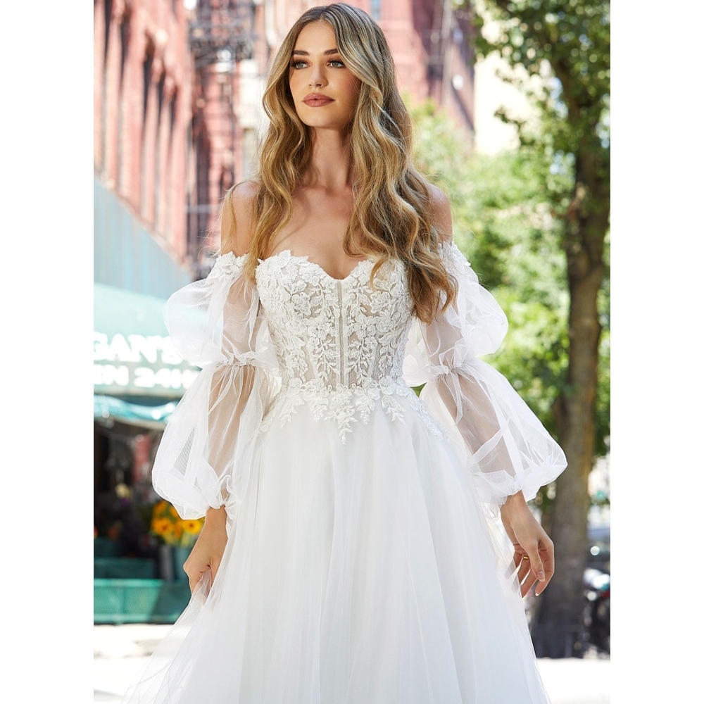 Madeline Gardiner Fairy Off-Shoulder Lace Corset Wedding Dress Ivory